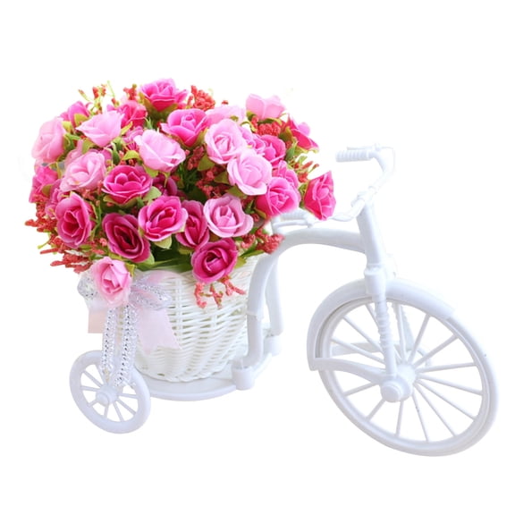 Vikakiooze Home Decor Bicycle Decoration Rose Nostalgic Romantic Bicycle Artificial Flower Decoration