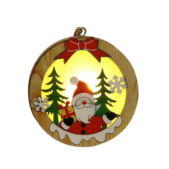 Vikakiooze Home Decor Christmas Decorations Wooden Luminous Ornaments Scene Decoration Pendant
