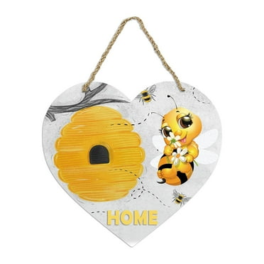 Vikakiooze Home Decor Clearance Front Door Welcome Sign - Creative Heart-Shaped Happy Bee Festival Sign