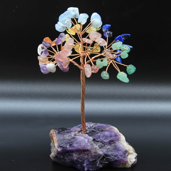 Vikakiooze Home Decor , Colorful Crystal Healing Crystal Tree Natural Crystals Gemstone Stone Base Copper Wire Tree Life Money Trees Feng Shui Spiritual Energy Tree For Home Office