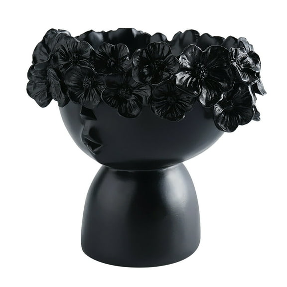 Vikakiooze Home Decor Cute Flower Wreath Girl Vases Crown Doll Head Container Planter Resin Craft Home