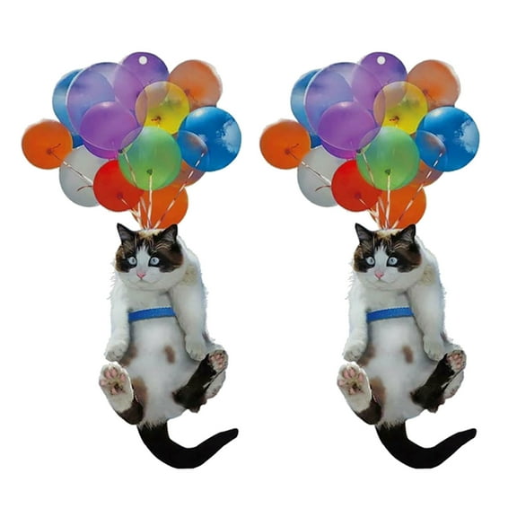 Vikakiooze Home Decor Cute Funny Cat Car Hanging Ornament with Colorful -Balloon Hanging Decor