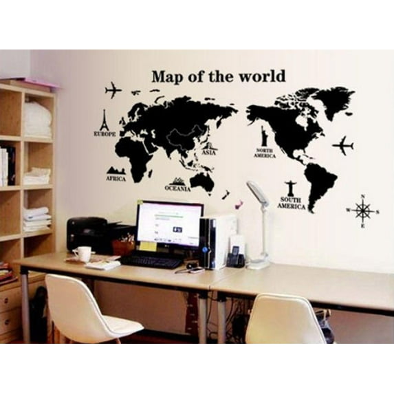 Vikakiooze Home Decor DIY World Map Removable Vinyl Quote Art Wall Sticker Decal Mural Decor