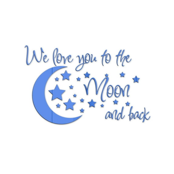Vikakiooze Home Decor, English Letter Moon Star Combination Acrylic Mirror Sticker Three-dimensional