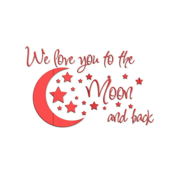 Vikakiooze Home Decor, English Letter Moon Star Combination Acrylic Mirror Sticker Three-dimensional