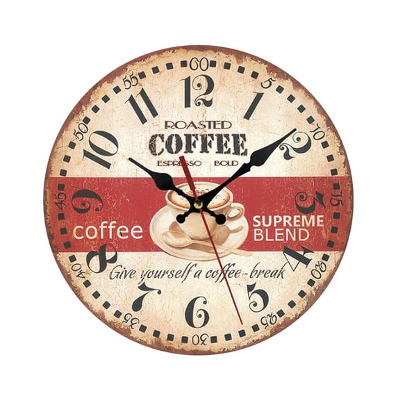 Vikakiooze Home Decor European Style Creative Wooden Living Room Bedroom Decoration Round Wall Clock