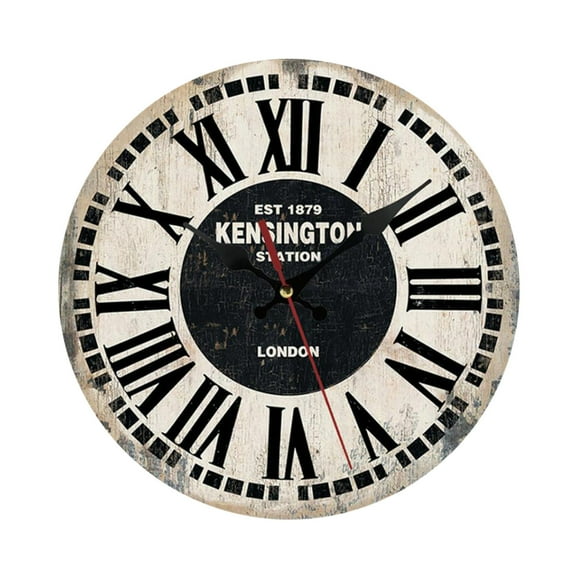 Vikakiooze Home Decor European Style Creative Wooden Living Room Bedroom Decoration Round Wall Clock