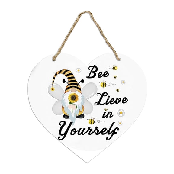 Vikakiooze Home Decor Front Door Welcome Sign - Creative Heart-Shaped Happy Bee Festival Sign
