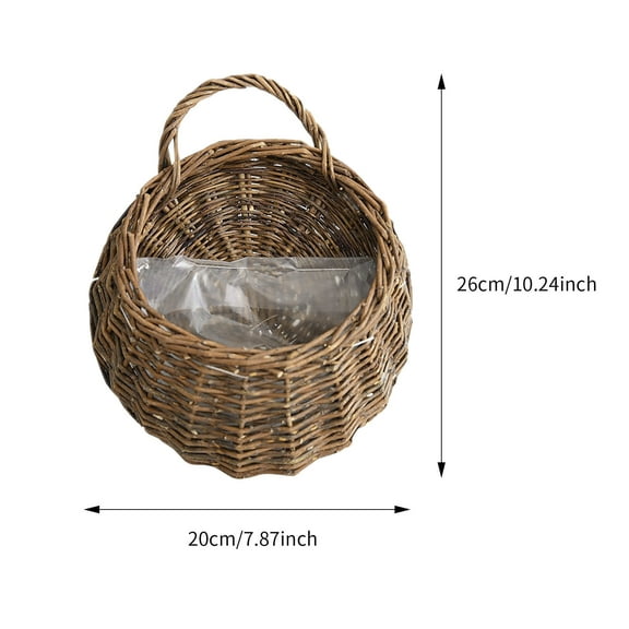 Vikakiooze Home Decor , Handmade Woven Hanging Basket Storage Basket Flower Pot Hanging Wall Basket
