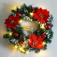 thumbnail image 1 of Vikakiooze Home Decor , Pre-lighted Artificial Christmas Wreath, Spruce, White Lights, Decorated With Frosted Balls, Flowers, Christmas ion Wreath, 15.75 Inches, 1 of 7