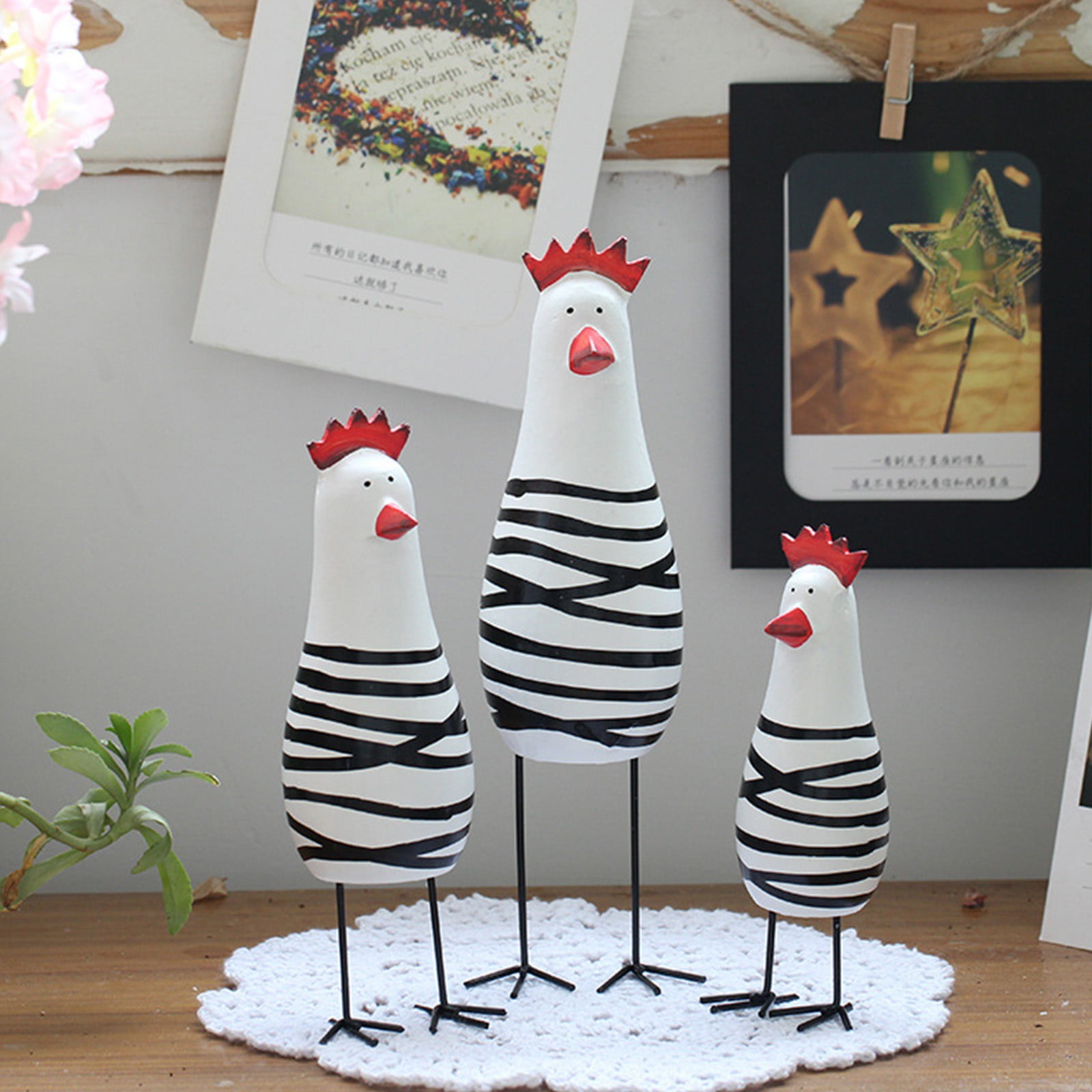 2 Piece Chicken Wood Cutouts - Farmhouse Rooster Decor For Easter & Home Decor