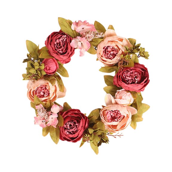 Vikakiooze Home Decor , Spring Leaf Wreath Plastic Artificial Plant Home Decoration Wreath Front Door