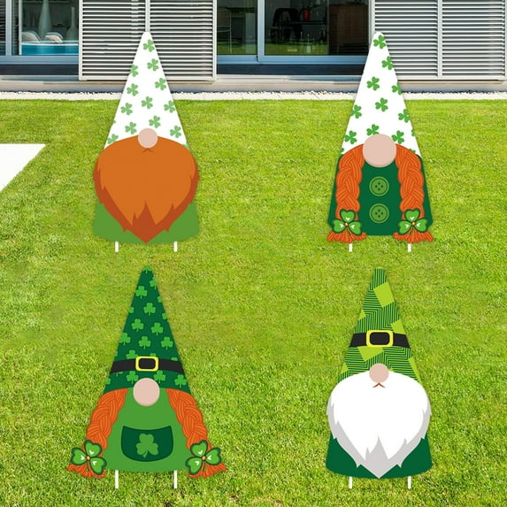 Vikakiooze Home Decor , St. Patrick's Day Decorations Outdoor Garden Lawn Yard Sign with Stakes 4 Pcs