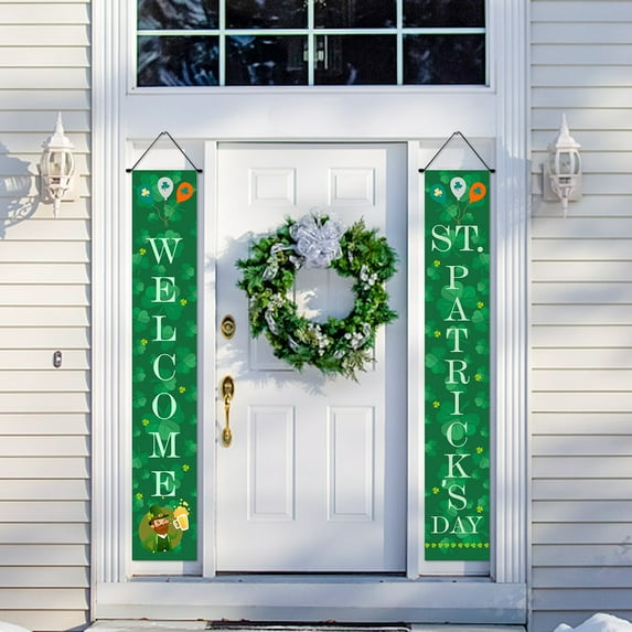 Vikakiooze Home Decor , St. Patrick's Day Irish Holiday Porch Sign Welcome Home Door Curtain Banner Decoration Door Hanging Painting Hanging Flag Decoration