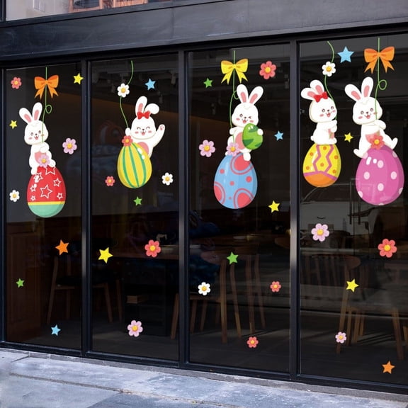 Vikakiooze Home Decor Under $5, Easter Window Clings, 9 Sheets Happy Easter Decorations For Kids Spring Window Clings For Home Office Shop