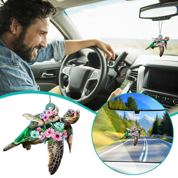 Vikakiooze Home Decor Under $5, Flat Sea Turtle Mom With Baby OrNament, Cute Car OrNament, Turtle Hanging Home OrNament