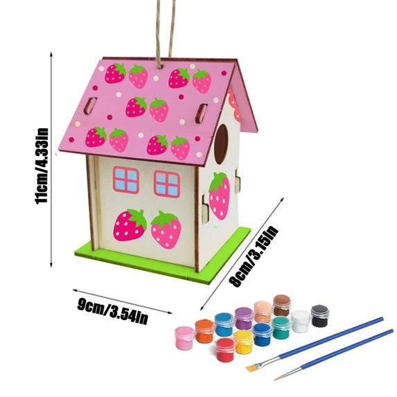 Vikakiooze Home Decor Under $5, Wooden Home Decoration Hand Painted Crafts Graffiti Bird House Set 30ML