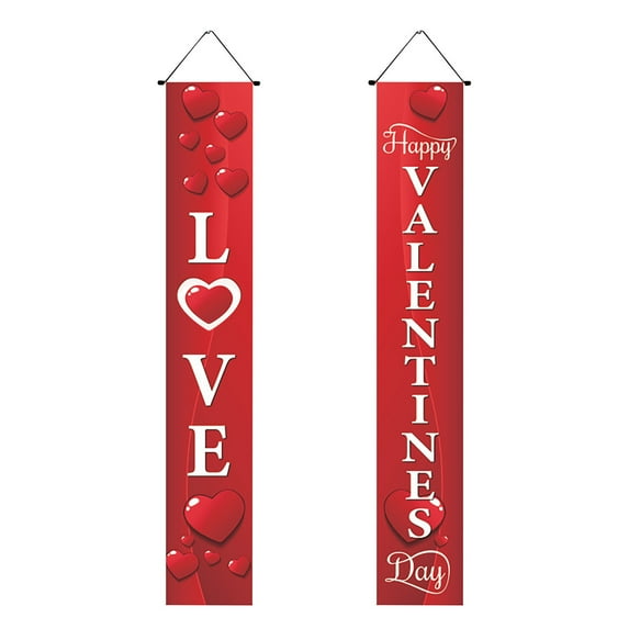 Vikakiooze Home Decor Valentine's Day Porch Couplet Home Curtain Banner Pull Flag Holiday Decoration