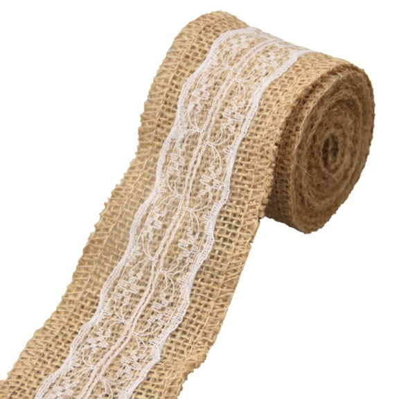 Vikakiooze Home Decor Wedding Party Decor Rustic Vintage Lace Edged Jute Hessian Ribbon Roll D