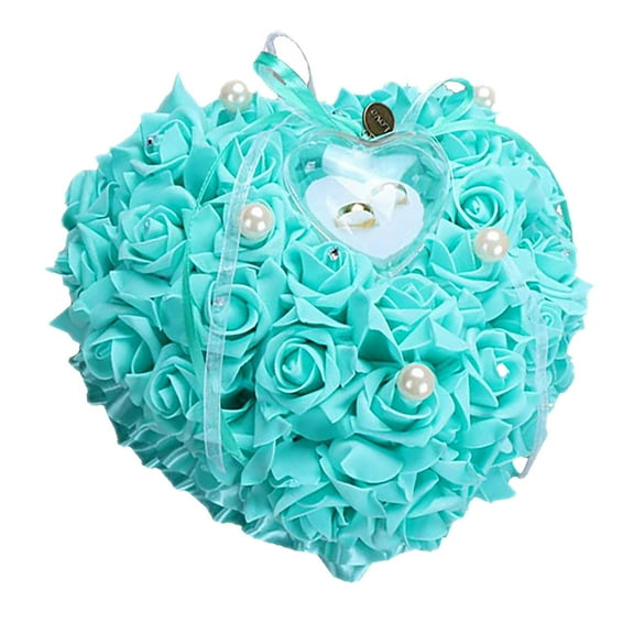 Vikakiooze Home Decor Wedding Ring Pillow Heart Box With Ribbon Pearl For Wedding Supplies Gift