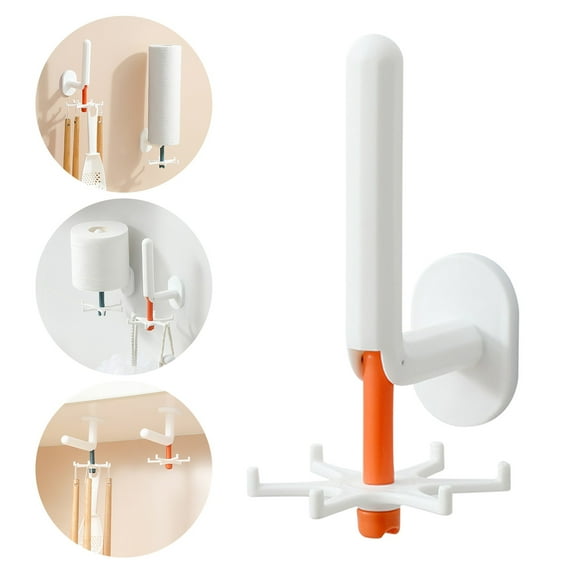 Vikakiooze Home Multi-Functional Kitchen Rotating Hook On The Wall Six-Claw Punch-Free Strong Load-Bearing Viscose Wall Sticky Hook, Home Savings!