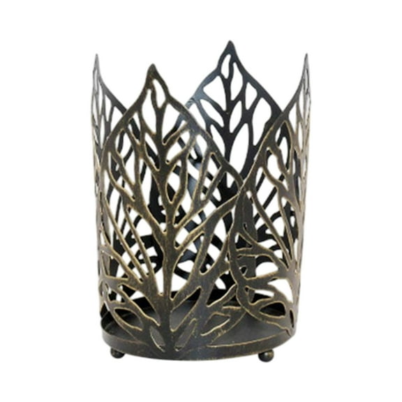 Vikakiooze Iron Gold Color Old Hollowed Out Leaves Candle Holders Home Decorative Candle Holders Ornaments Props Crafts