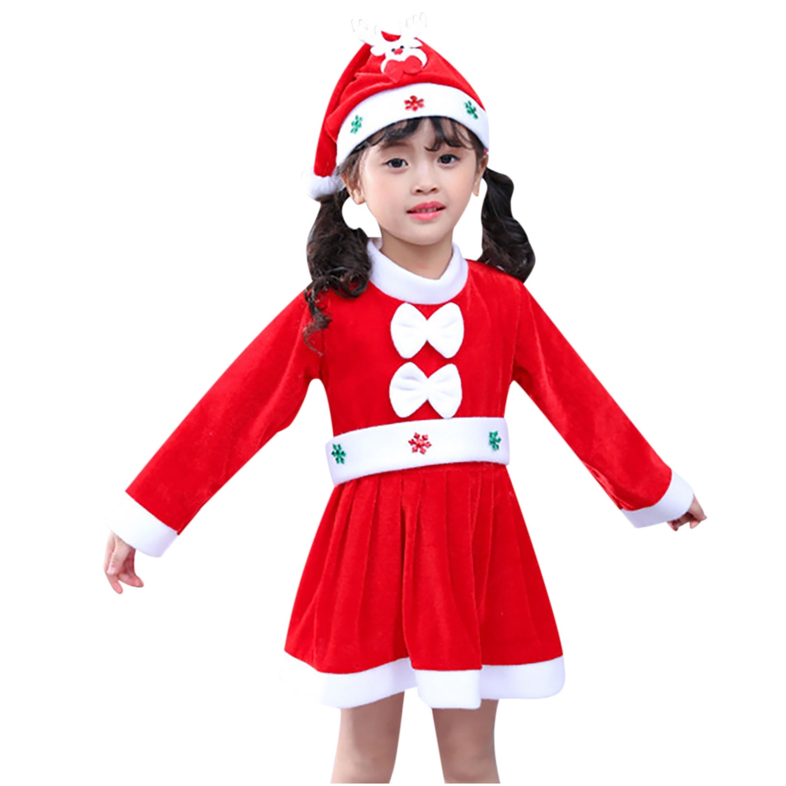 Vikakiooze Kids Christmas Set, Party Costume Warm Fashion Toddler Party Costume, Red