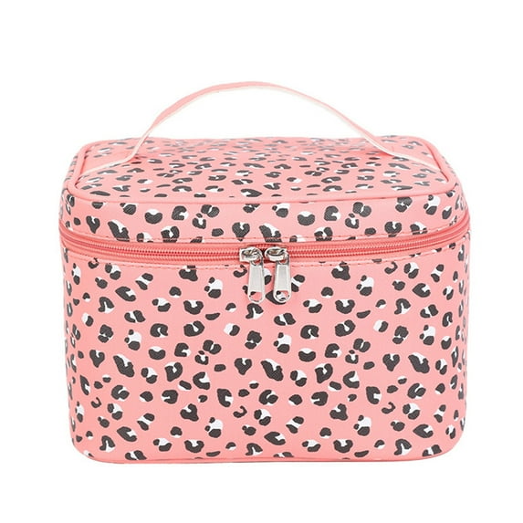 Vikakiooze Large Capacity Travel Makeup Bag,Portable Bag Imitation Leather Osmetic Bag Large Opening Design Makeup Organizer Bag