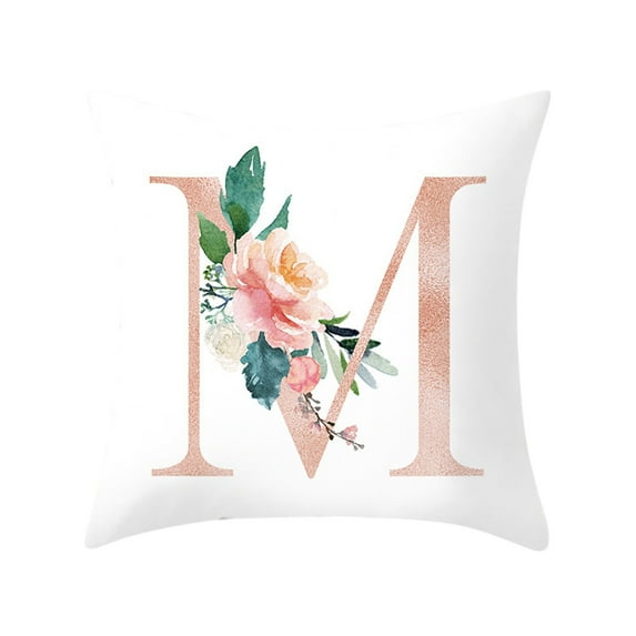 Vikakiooze Letter Pillow Alphabet Cushion Cover for Sofa Home Decoration Flower Pillowcase