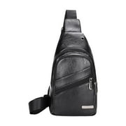Vikakiooze Mens Soft Leather Chest Bag Stylish One Shoulder Bag Waterproofing Casual Business Crossbody Sling Bag Simply Casual Backpack