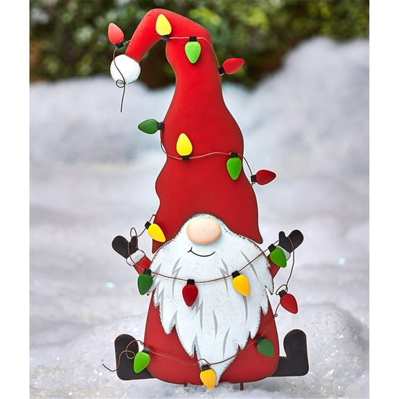 Vikakiooze Metal Garden Decoration Stakes Gnomes Planting Iron Floor Insert Ornaments Outdoor Christmas Decorations