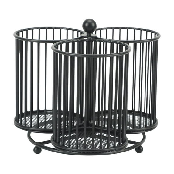 Vikakiooze Metal Rotating Cutlery Rack Cutlery Organizer With 3 Compartments Restaurant Kitchen Table Rotating Cutlery Rack