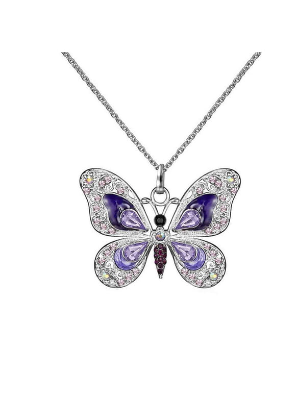 Vikakiooze Mothers Day Gifts, Butterfly Necklace, Opal Jewelry Pendant Necklaces for Women, Silver Necklaces Gift for Women, Girls Gifts for Birthday Valentine's Day