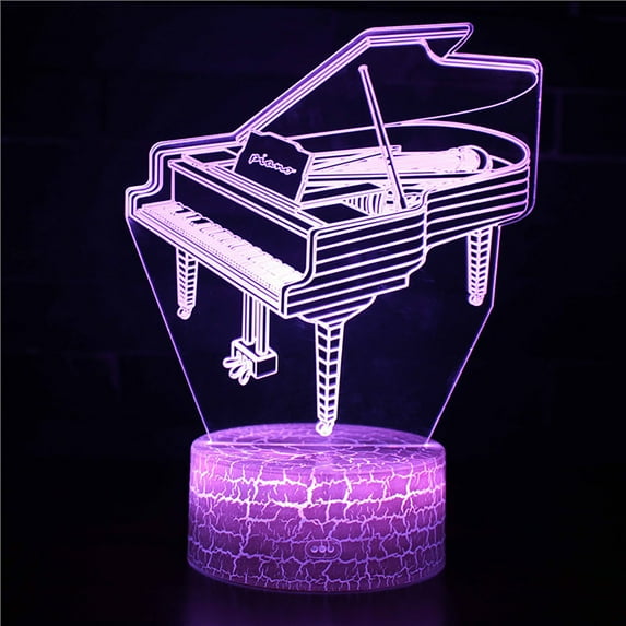 Vikakiooze Musical Instrument 3D Night Light LED Colorful 16-Color Remote Control Desk Lamp