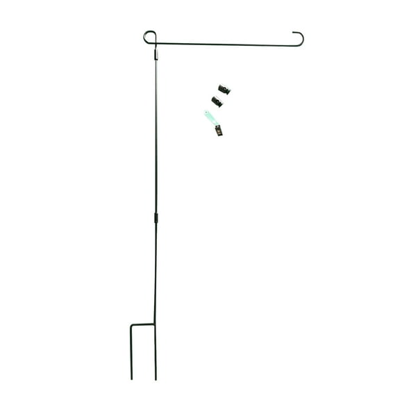 Vikakiooze Outdoor Flagpole, HOOSUN Garden Flag Stand, Garden Flag Pole Holder Metal Powder-Coated Weather-Proof Paint With One Clip And Two Spring Stoppers Without Flag