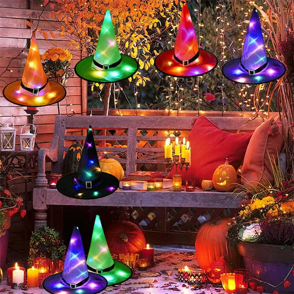 Vikakiooze Outdoor Halloween Decorations, Halloween Glowing Hat Children Adult Party Dance Up Witch Hat