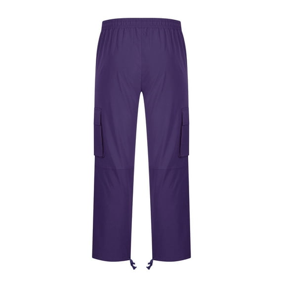 Vikakiooze Pants for Men Solid Color Casual Multiple Pockets Outdoor Straight Type Fitness Trousers