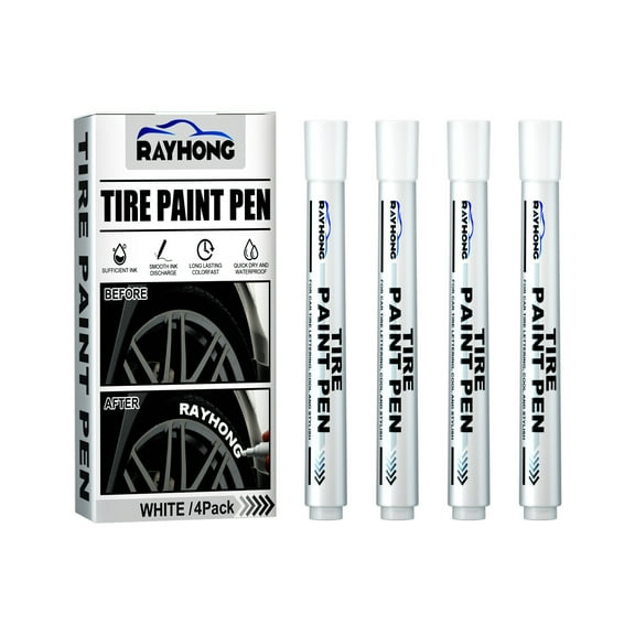 Vikakiooze Back to Supplies, Pen Of Tires, Markers(4-pack Units), Paint Waterproof White Lettering Tires For Car, White Color
