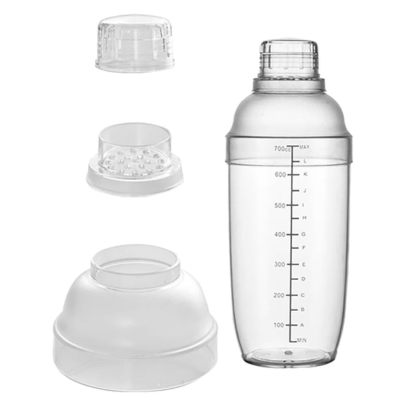 Vikakiooze Plastic Cocktail Shaker,Hand Drink Mixer,Boba Tea Shaker Cup with Scales,Bar Tool Transparent,Lemon Tea Making Tool,Professional Bar Tools Set