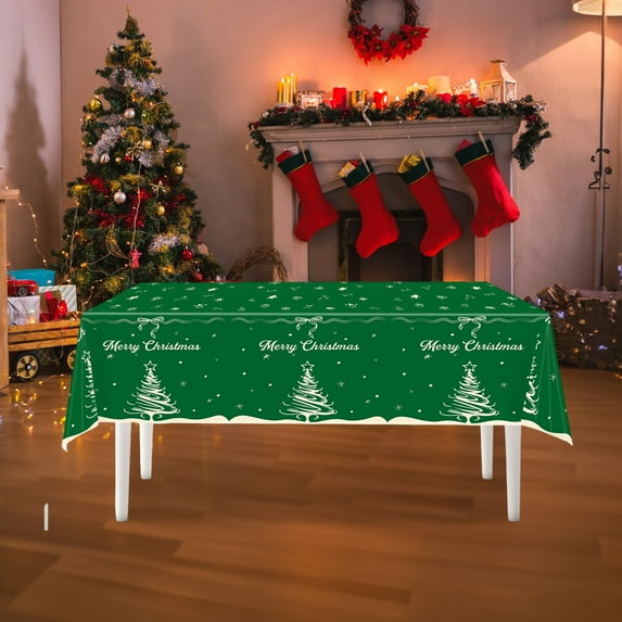 Vikakiooze Plastic Tablecloth Chrismas Themed Tableware With Chrismas Tree Patterns Suitable For Party Decoration And Catering
