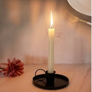 Vikakiooze Retro Iron Round Candle Holder,Black Candlestick Holders, Candlelight Stand With Handle Simple Ring Candle Stick Holder, For Wedding Dinning Party Home Events Table Decor