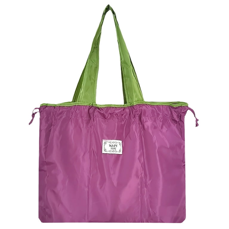 Vikakiooze Reusable Grocery Bag Foldable Washable Grocery Tote Strap Large Capacity Drawstring Shopping Bag Heavy Duty Shopping Tote Eco Friendly