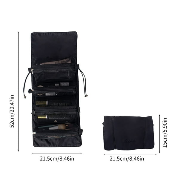 Vikakiooze Roll Up Makeup Bag Hanging Roll Up Toilet Bag Travel Women's Makeup Bag -4 Detachable Storage Bags Large Capacity Travel Makeup Storage Bag