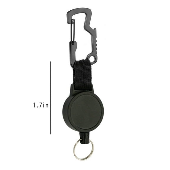Vikakiooze Set Of 2 Retractable Keychain With Multifunctional Carabiner, 65cm/25.6in Steel Cord - Black