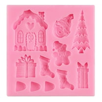 Vikakiooze Sizzling savings Christmas Cake 3D Silicone Stencils Christmas Tree House Gift Silicone Sugar Cake Mold