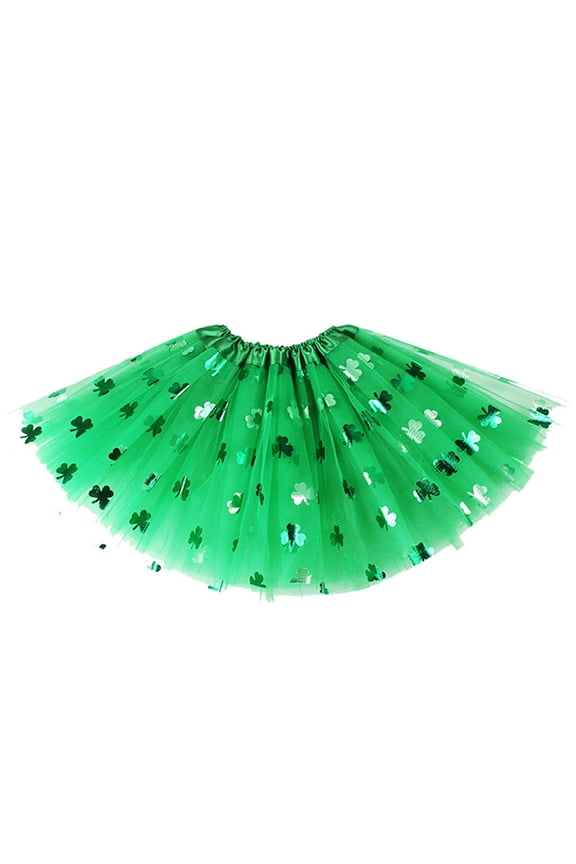 St. Patrick's Day Party Accessories Set Tu-tu Skirt, Beaded Necklace, Green Sleeves(Adult)