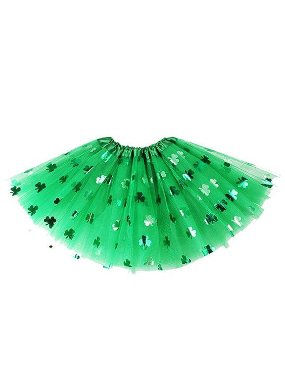 St. Patrick's Day Party Accessories Set Tu-tu Skirt, Beaded Necklace, Green Sleeves(Adult)