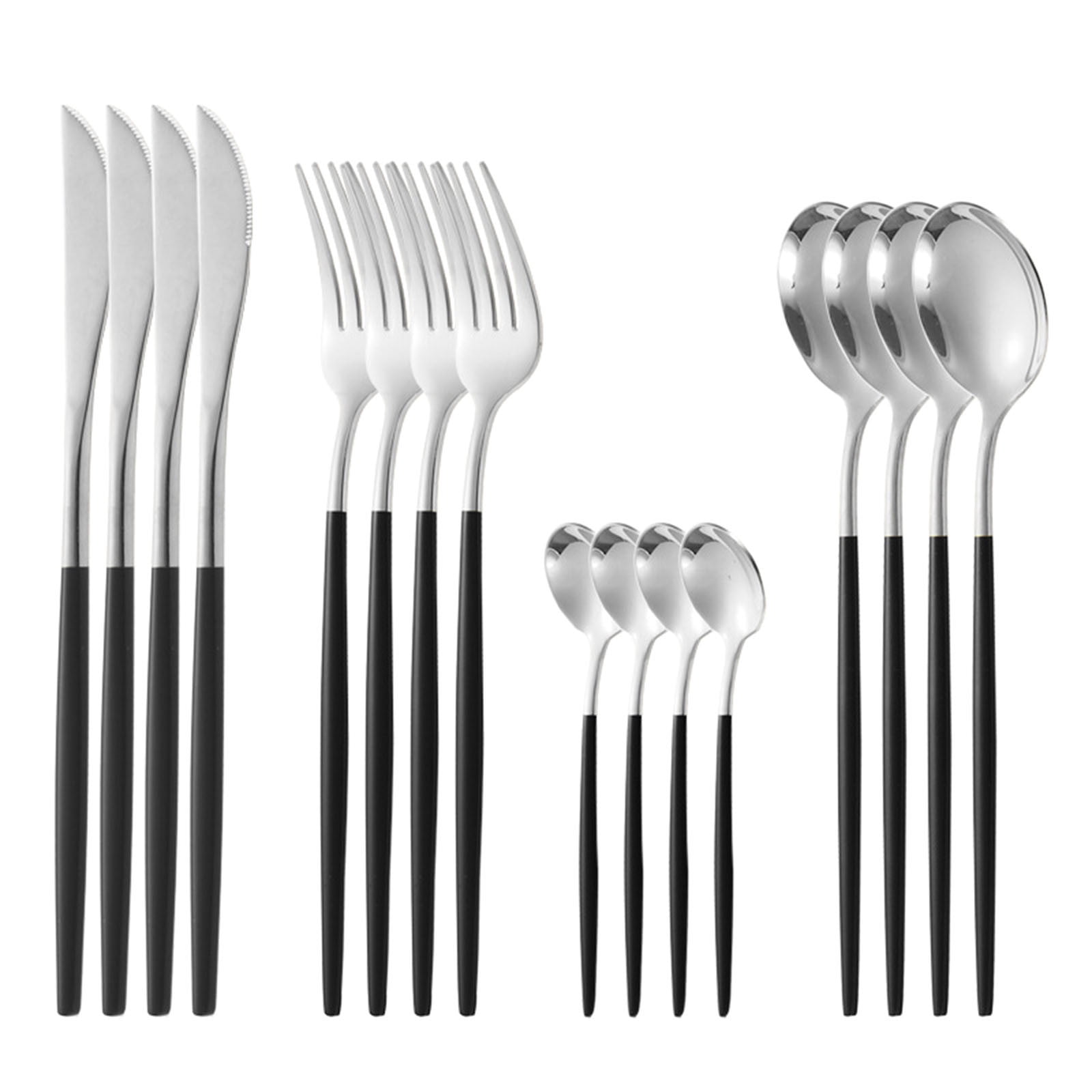 Vikakiooze Stainless Steel Flatware Sets Matte Gold Silverware Set with Steak Knives, Gold