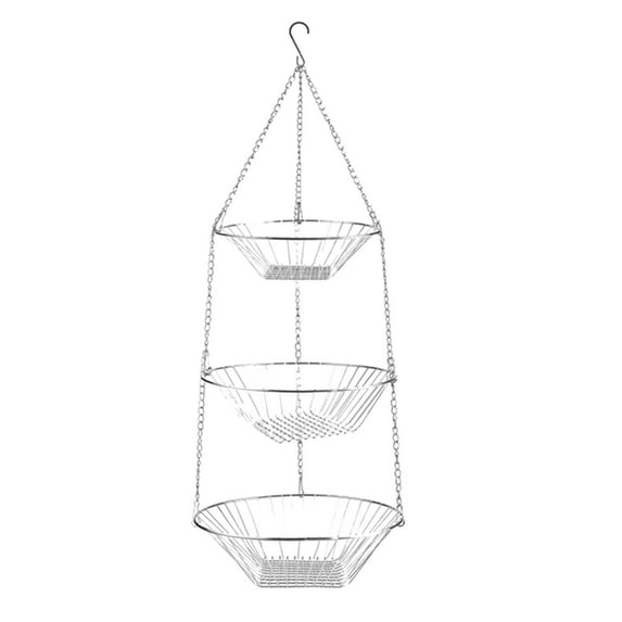 Vikakiooze, Storage Tools Three-Layer Fruit Hanging Basket Hollow Fruit Three-Layer Hanging Basket Household Folding Storage Iron Hanging Basket