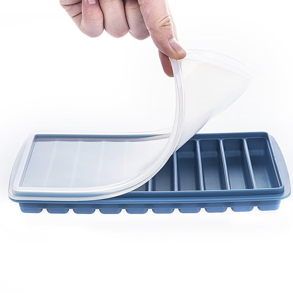 Vikakiooze Strip Shape Ice- Maker Silicone Ice Tray Mold Storage Container With Cover